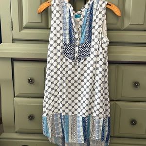 Buttons dress, size small, navy, white and other blue colors
